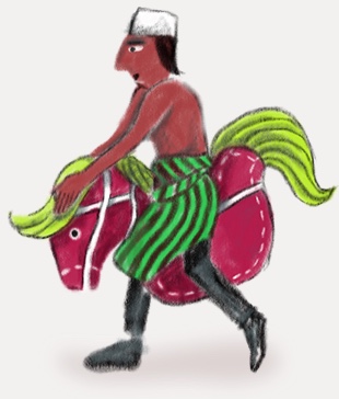 Man on Horse - Illustration by Low Joo Hong